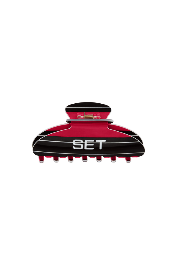 SET STRIPE CLAW CLIP - ROUGE