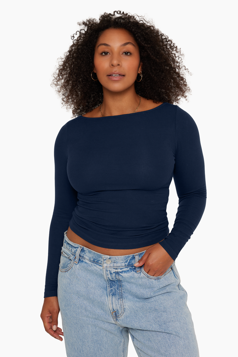 RIBBED MODAL BOAT NECK LONG SLEEVE - EMPIRE Featured Image