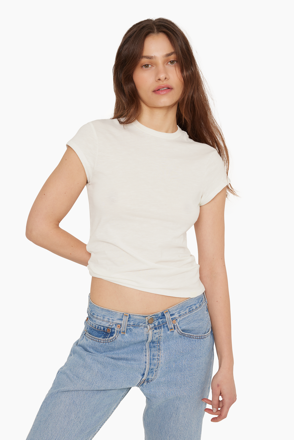 CLASSIC COTTON GIRLFRIEND TEE - BLANC Featured Image