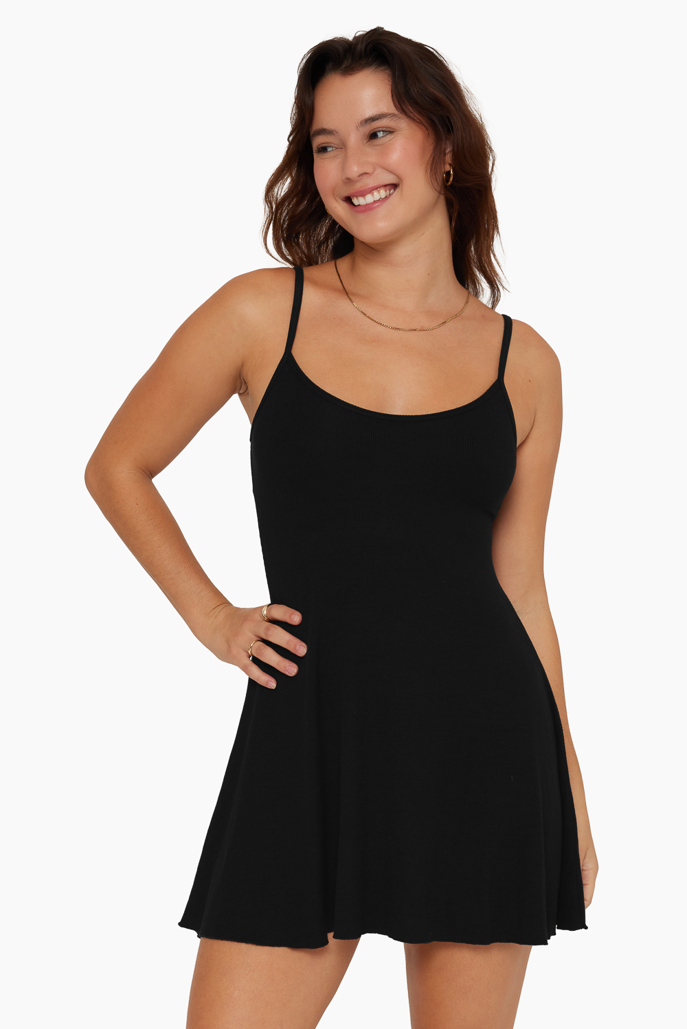 SET™ RIBBED CAMI DRESS IN ONYX