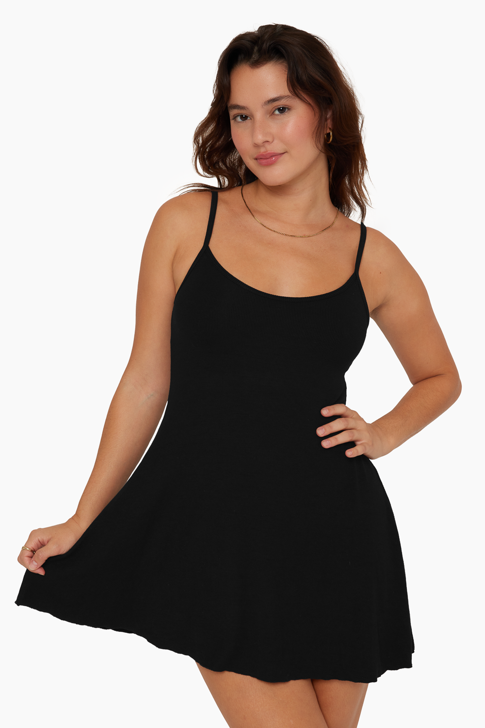RIBBED MODAL RIBBED CAMI DRESS - ONYX Featured Image