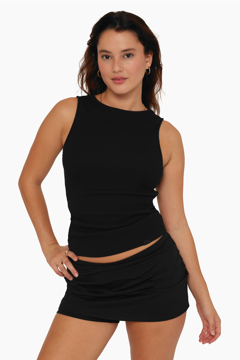 SET™ RIBBED TANK IN ONYX