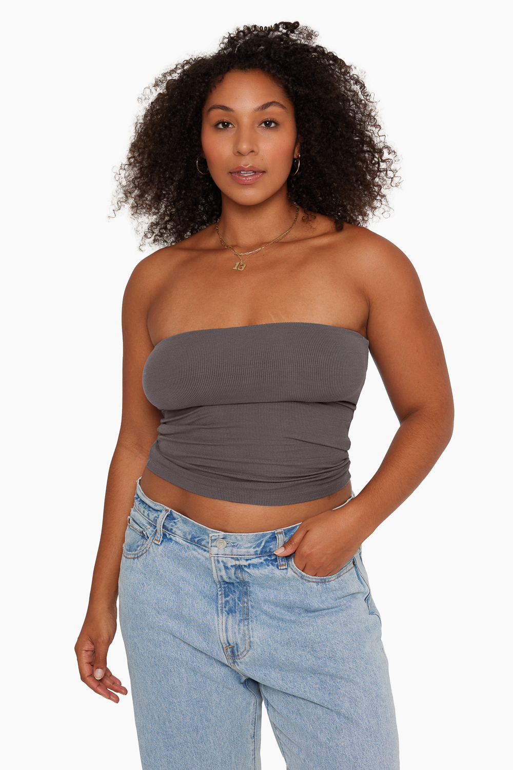 RIBBED MODAL RIBBED TUBE TOP - GRAPHITE Featured Image
