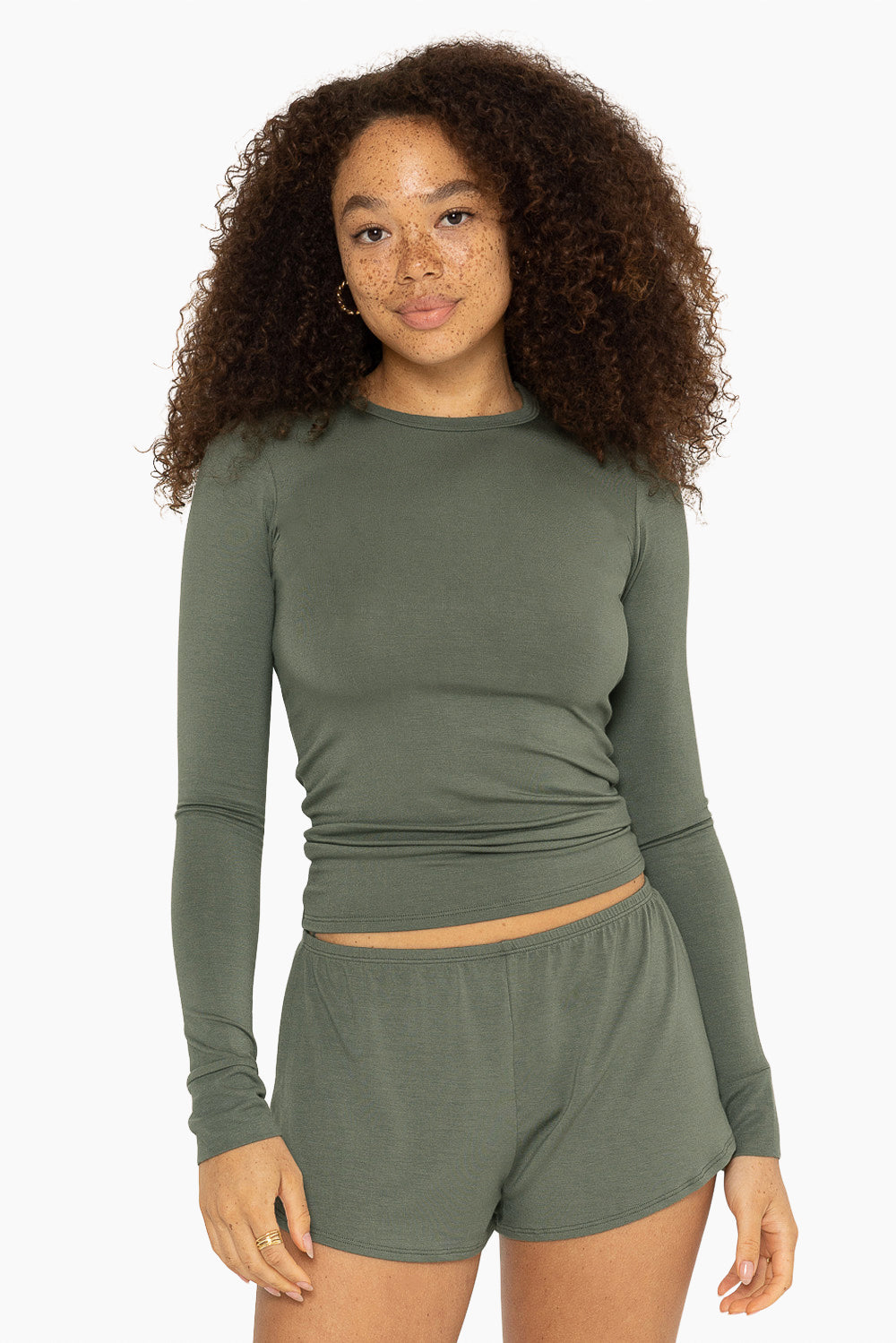 SLEEP JERSEY FITTED LONG SLEEVE - BASIL Featured Image