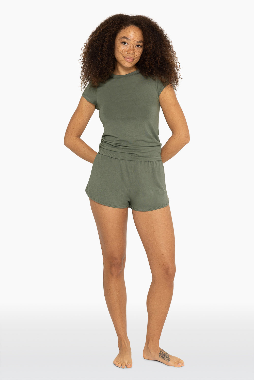 SET™ SLEEP JERSEY RELAXED SLEEP SHORTS IN BASILSET™ SLEEP JERSEY RELAXED SLEEP SHORTS IN BASIL