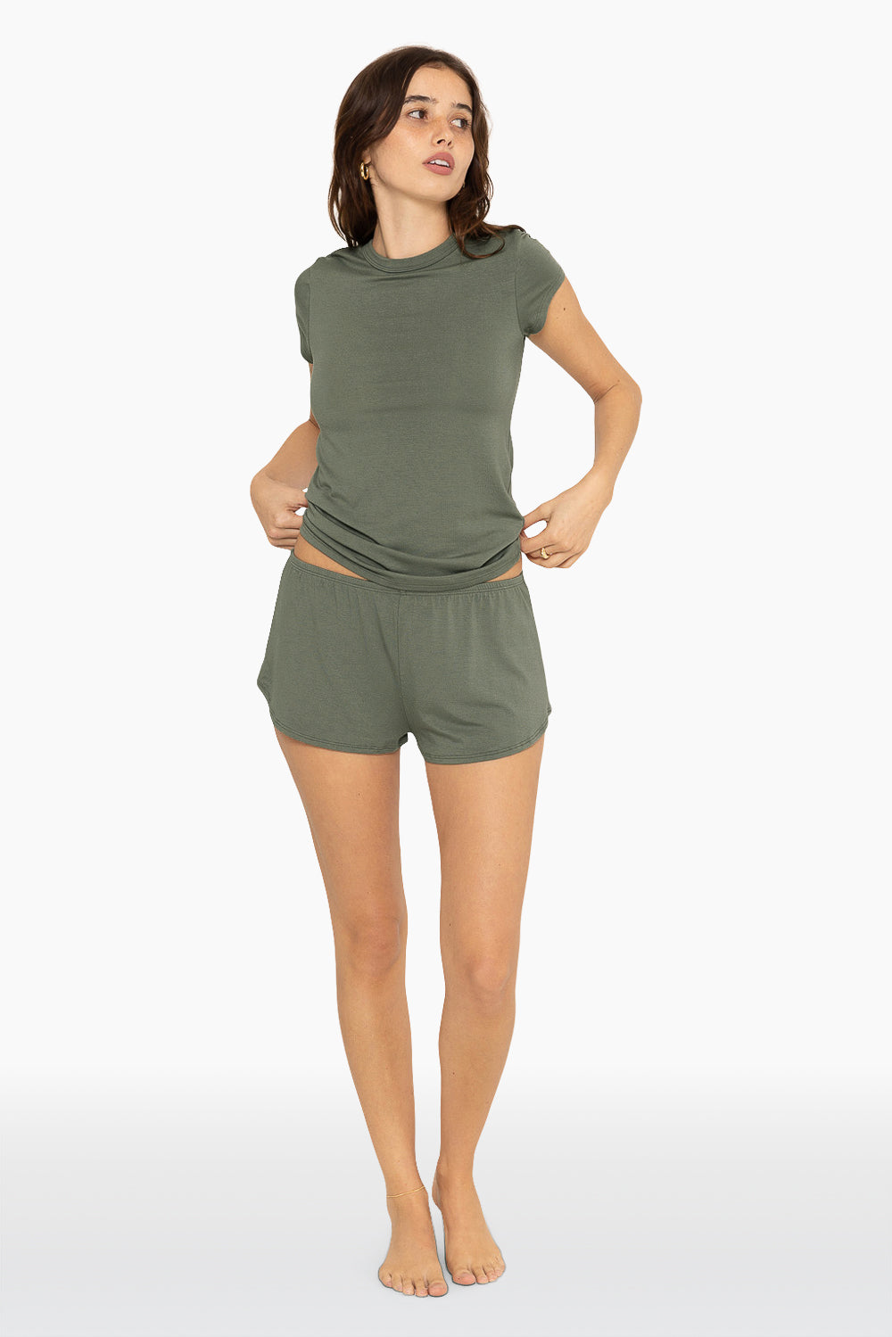 SET™ SLEEP JERSEY RELAXED SLEEP SHORTS IN BASIL