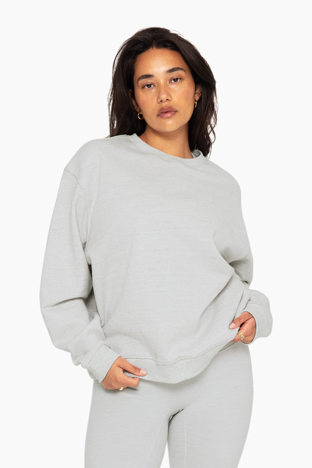 HEAVYWEIGHT SWEATS CREWNECK HEATHER GREY SET ACTIVE