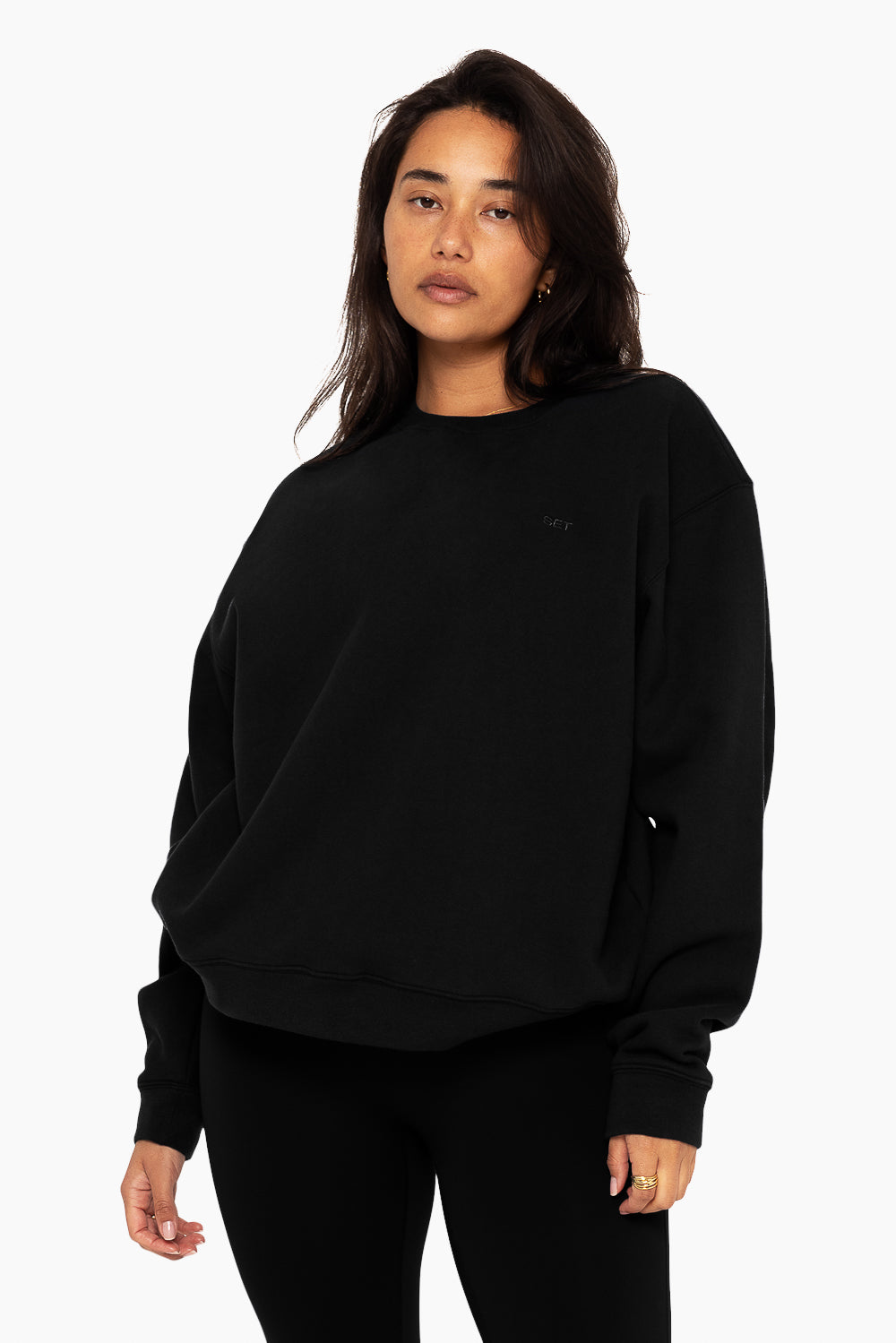 SET™ EMBROIDERED HEAVYWEIGHT SWEATS CREWNECK IN ONYX