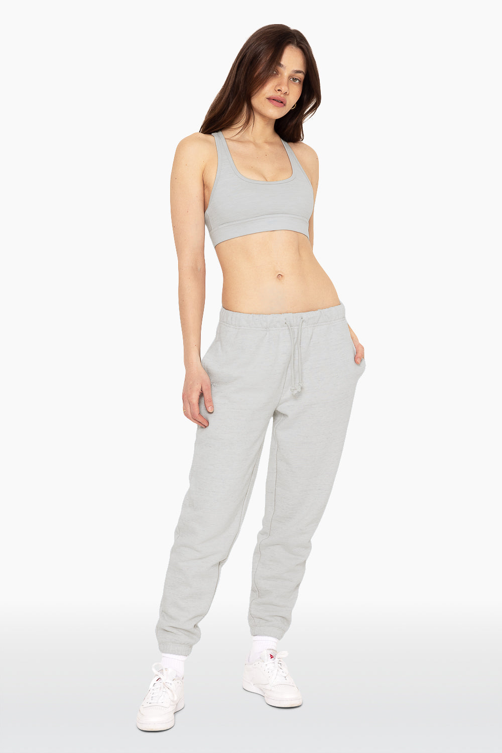 SET™ EMBROIDERED HEAVYWEIGHT SWEATS DRAWSTRING SWEATPANTS IN HEATHER GREY