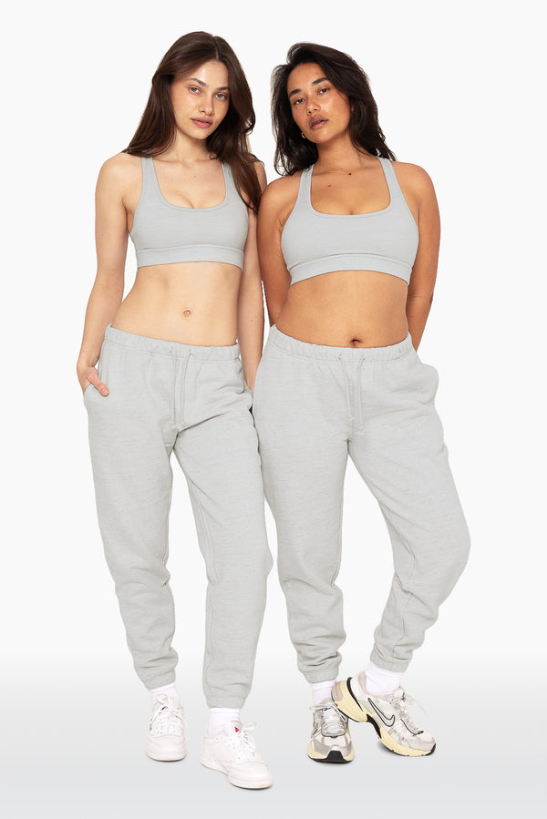 SET™ EMBROIDERED HEAVYWEIGHT SWEATS DRAWSTRING SWEATPANTS IN HEATHER GREY 
