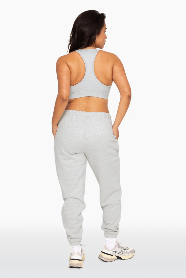 SET™ EMBROIDERED HEAVYWEIGHT SWEATS DRAWSTRING SWEATPANTS IN HEATHER GREY 