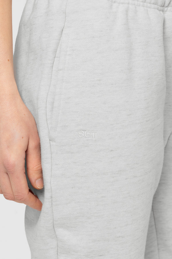 SET™ EMBROIDERED HEAVYWEIGHT SWEATS DRAWSTRING SWEATPANTS IN HEATHER GREY 