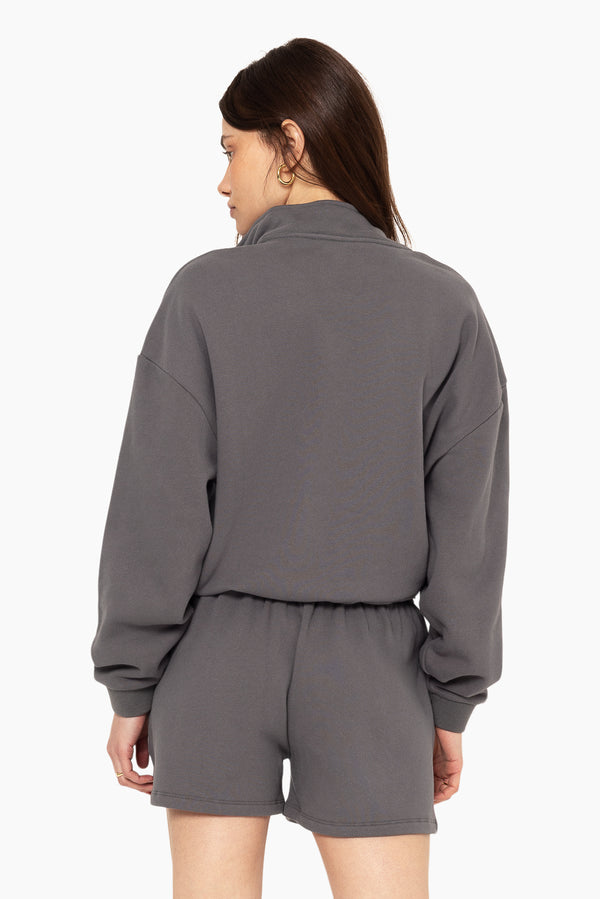 SET™ EMBROIDERED HEAVYWEIGHT SWEATS HALF ZIP IN GRAPHITE 