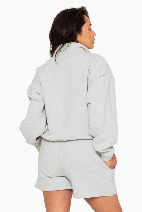 SET™ EMBROIDERED HEAVYWEIGHT SWEATS HALF ZIP IN HEATHER GREY 