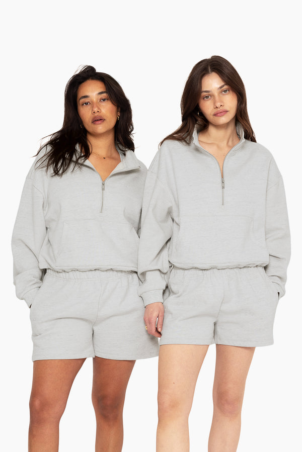 SET™ EMBROIDERED HEAVYWEIGHT SWEATS HALF ZIP IN HEATHER GREY 