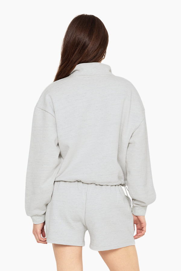 SET™ EMBROIDERED HEAVYWEIGHT SWEATS HALF ZIP IN HEATHER GREY 