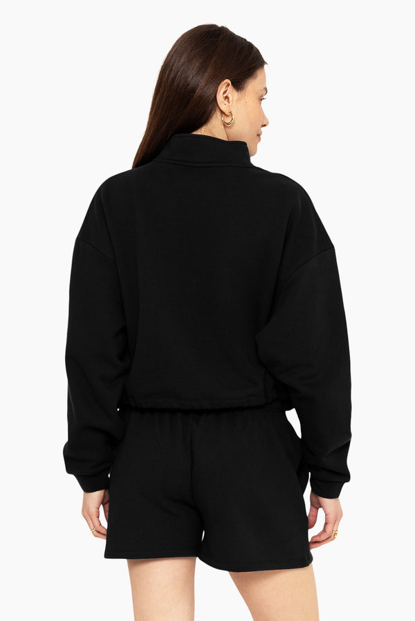 SET™ EMBROIDERED HEAVYWEIGHT SWEATS HALF ZIP IN ONYX 