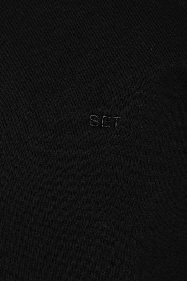 SET™ EMBROIDERED HEAVYWEIGHT SWEATS HALF ZIP IN ONYX 