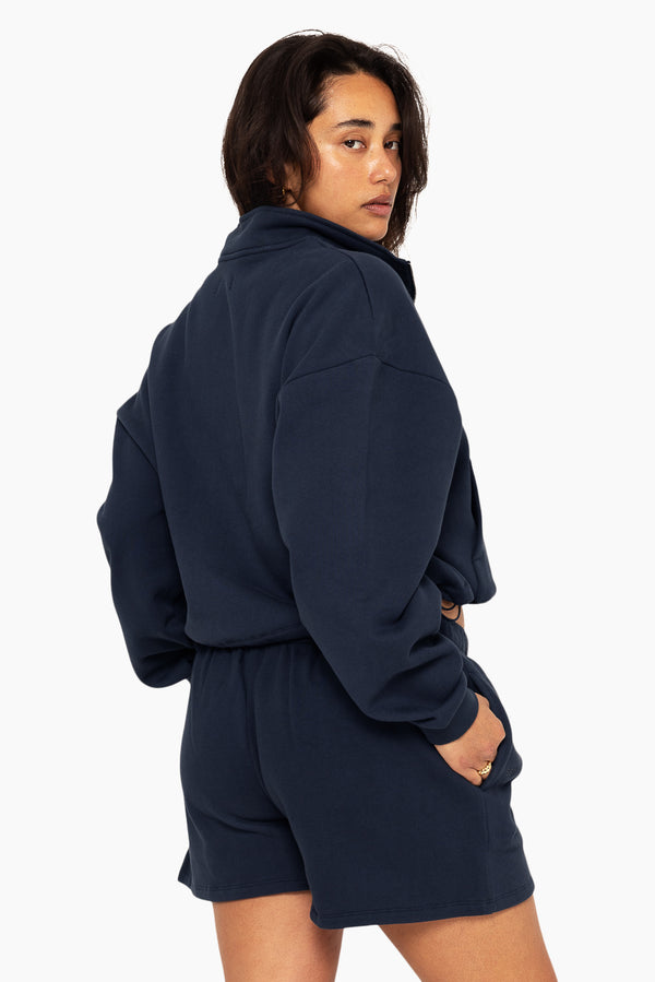 SET™ EMBROIDERED HEAVYWEIGHT SWEATS HALF ZIP IN OXFORD 