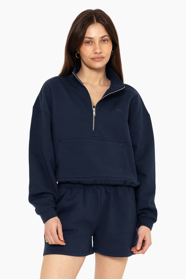 SET™ EMBROIDERED HEAVYWEIGHT SWEATS HALF ZIP IN OXFORD 