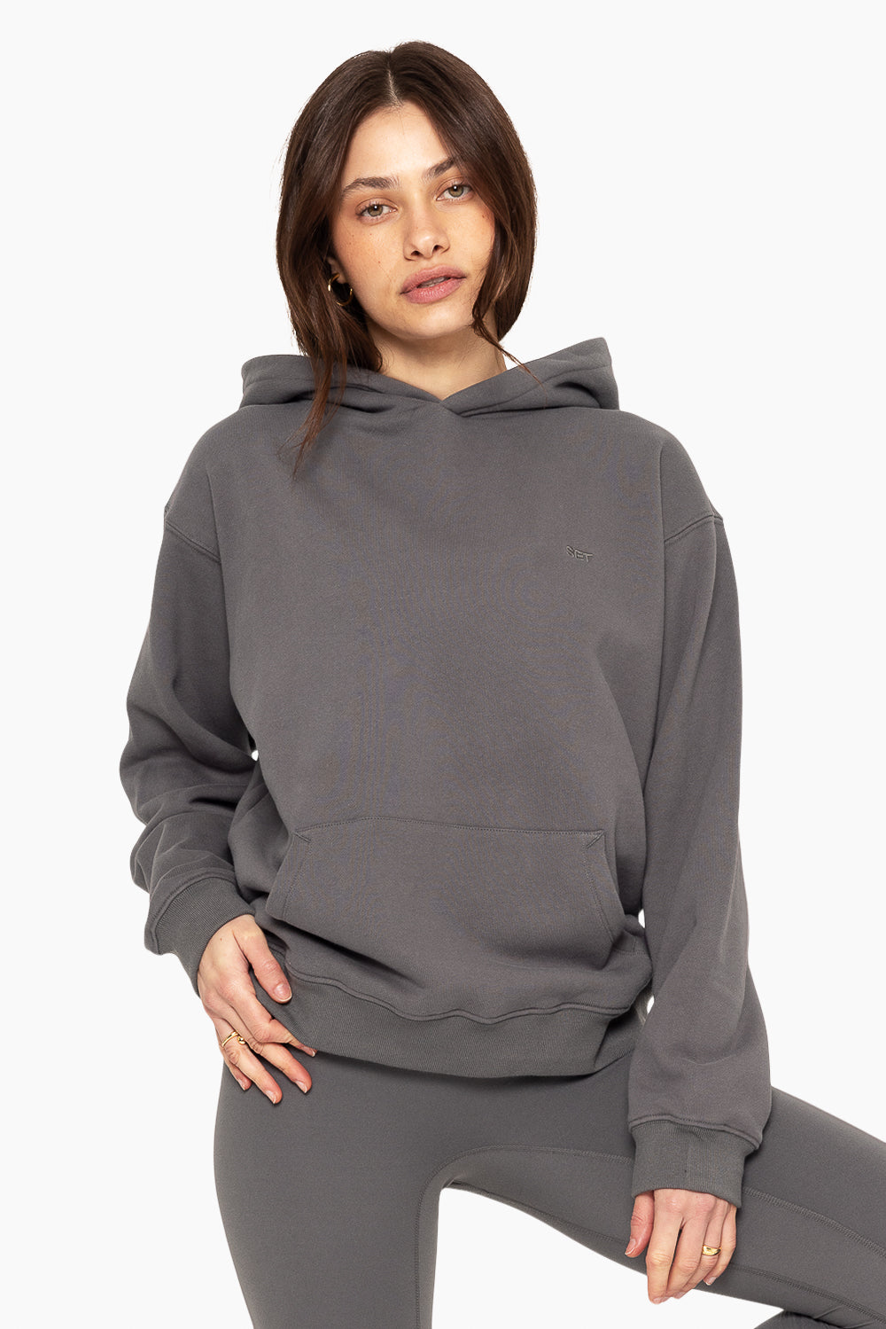 SET™ EMBROIDERED HEAVYWEIGHT SWEATS HOODIE IN GRAPHITE 