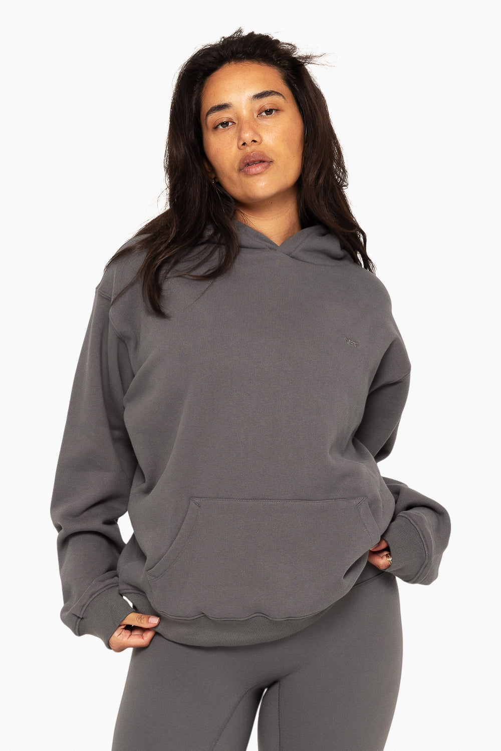 SET™ EMBROIDERED HEAVYWEIGHT SWEATS HOODIE IN GRAPHITE