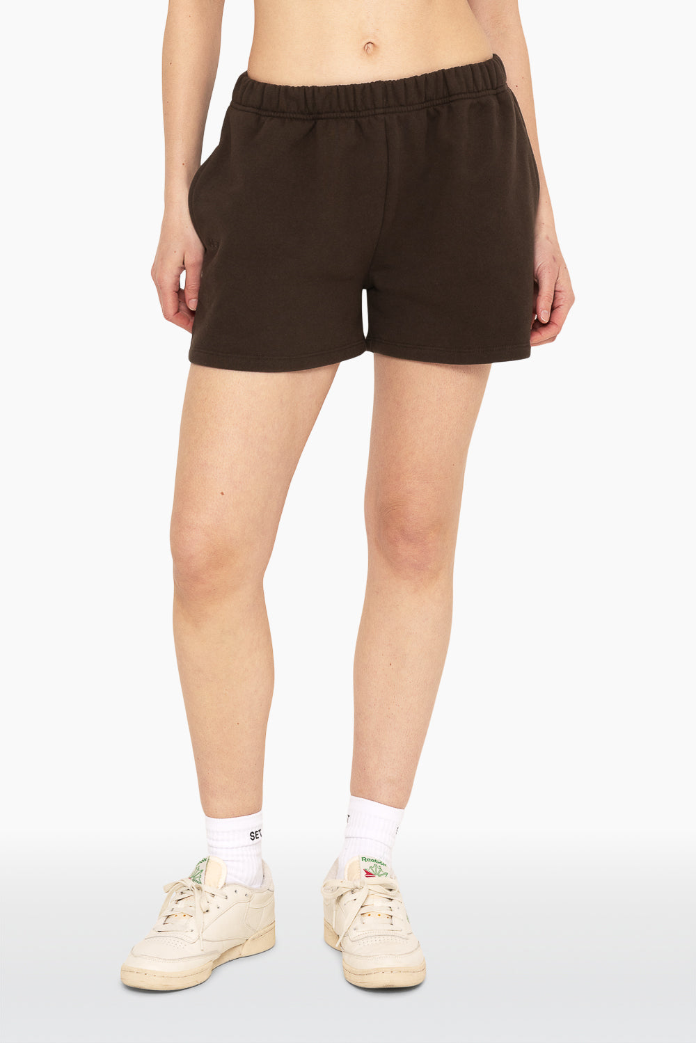SET™ EMBROIDERED HEAVYWEIGHT SWEATS SWEAT SHORTS IN ESPRESSO