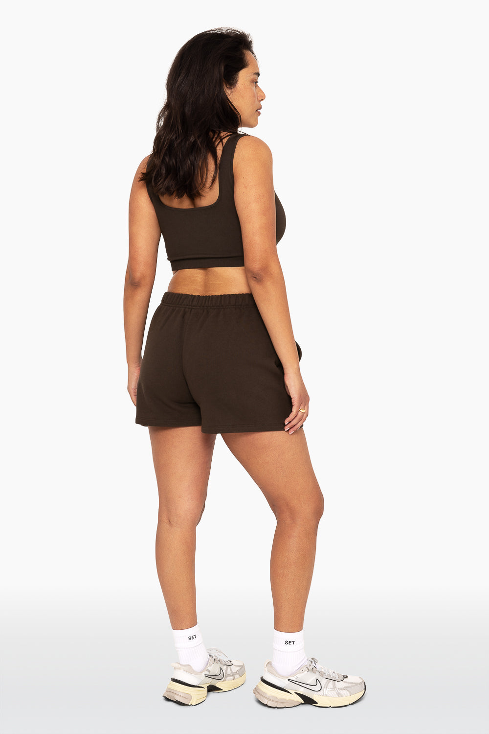 SET™ EMBROIDERED HEAVYWEIGHT SWEATS SWEAT SHORTS IN ESPRESSO