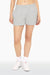 SET™ EMBROIDERED HEAVYWEIGHT SWEATS SWEAT SHORTS IN HEATHER GREY <model-info>Yara wears a size S and is 5'9", 25" waist, 33" bust, 32C bra.</model-info>