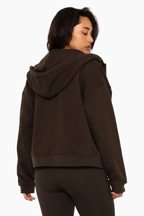 SET™ EMBROIDERED HEAVYWEIGHT SWEATS ZIP HOODIE IN ESPRESSO 