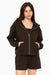 SET™ EMBROIDERED HEAVYWEIGHT SWEATS ZIP HOODIE IN ESPRESSO <model-info>Yara wears a size S and is 5'9", 25" waist, 33" bust, 32C bra.</model-info>