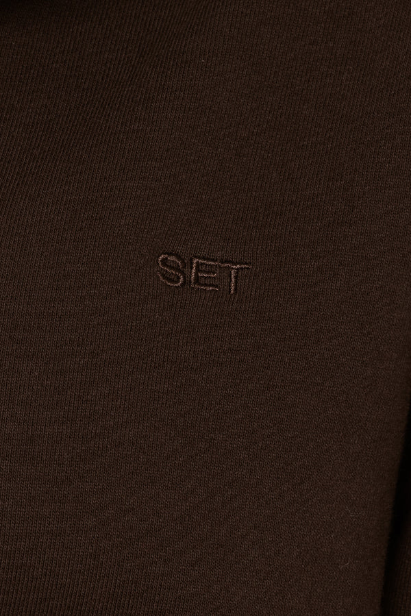 SET™ EMBROIDERED HEAVYWEIGHT SWEATS ZIP HOODIE IN ESPRESSO 