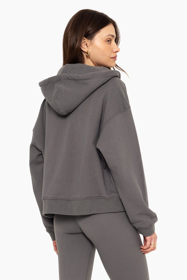 SET™ EMBROIDERED HEAVYWEIGHT SWEATS ZIP HOODIE IN GRAPHITE 