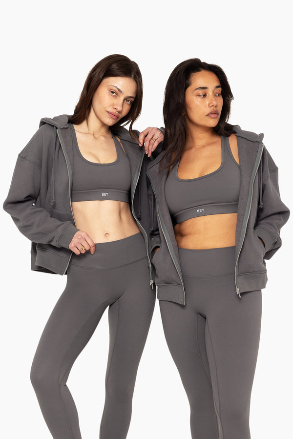 SET™ EMBROIDERED HEAVYWEIGHT SWEATS ZIP HOODIE IN GRAPHITE 