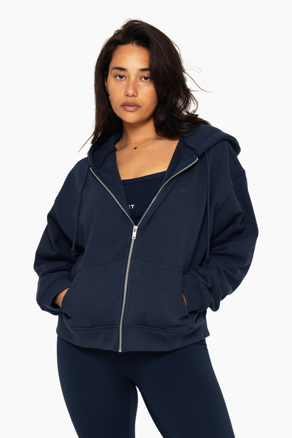 SET™ EMBROIDERED HEAVYWEIGHT SWEATS ZIP HOODIE IN OXFORD 