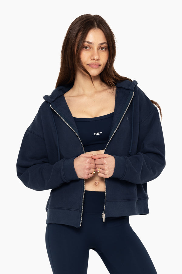 SET™ EMBROIDERED HEAVYWEIGHT SWEATS ZIP HOODIE IN OXFORD 