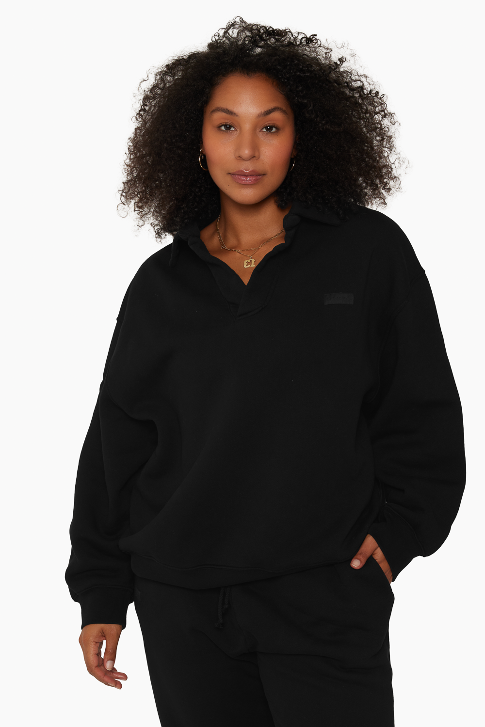HEAVYWEIGHT SWEATS COLLARED SWEATSHIRT ONYX SET ACTIVE