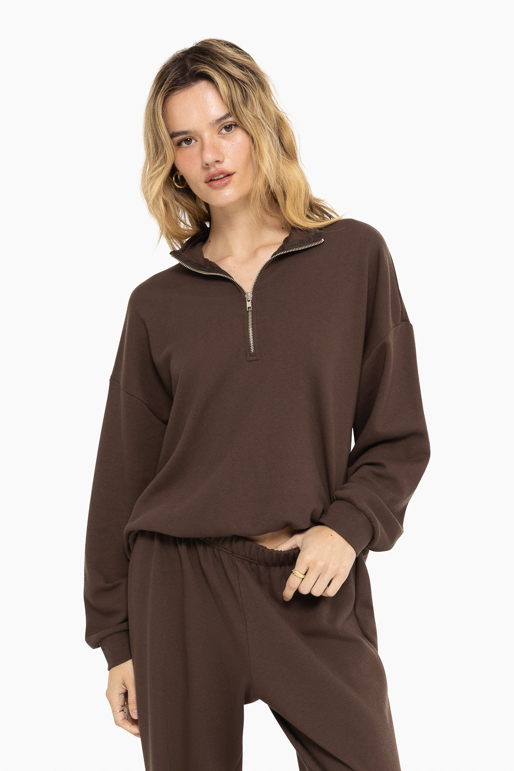 LIGHTWEIGHT SWEATS QUARTER ZIP - CLOVE Featured Image