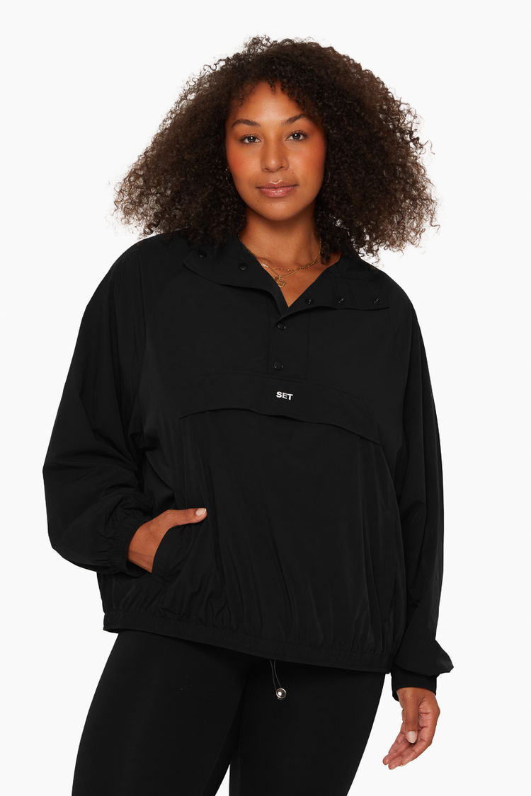 NYLON OVERSIZED SNAP JACKET - ONYX – SET ACTIVE