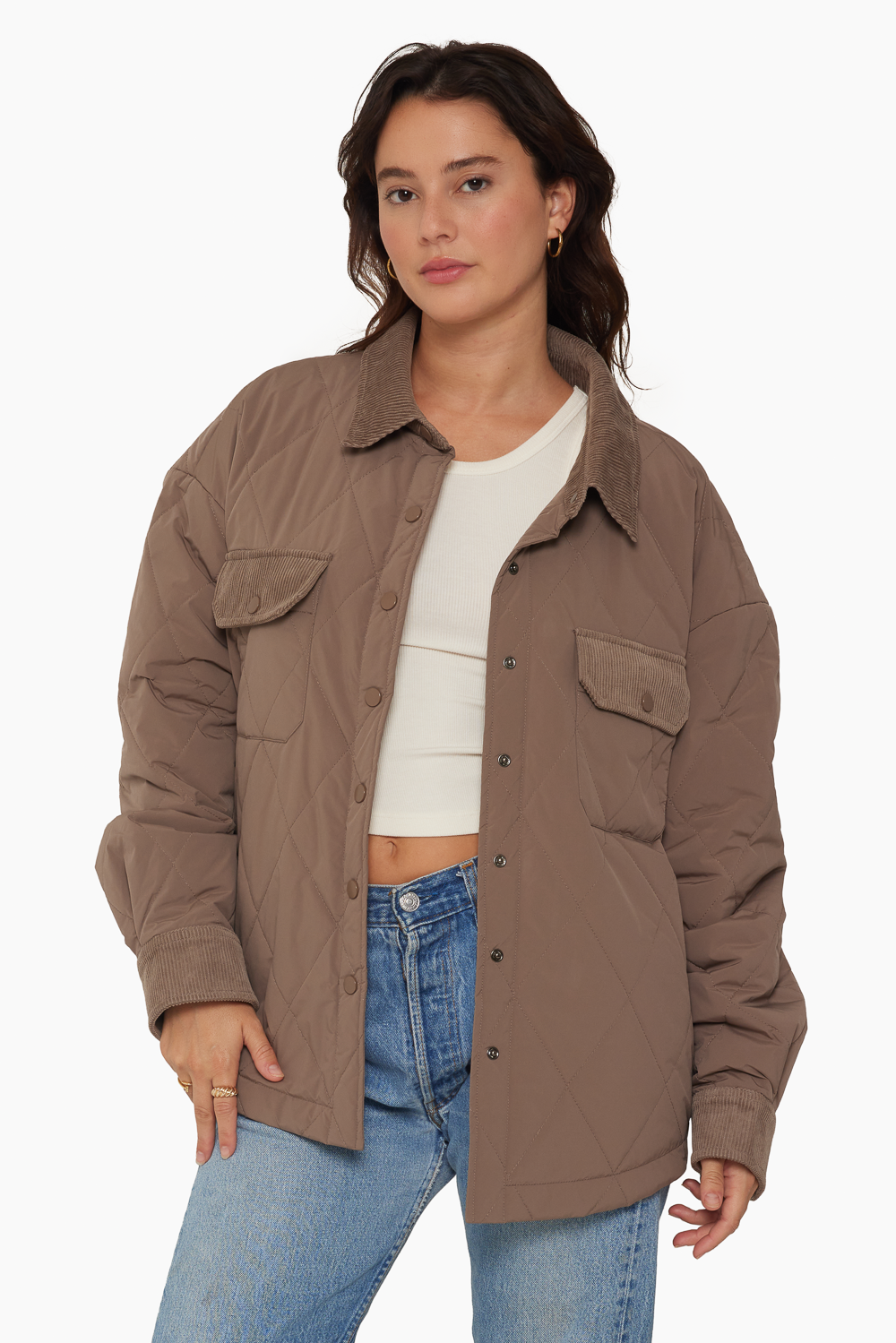 CORDUROY QUILTED CORDUROY JACKET - BARK Featured Image