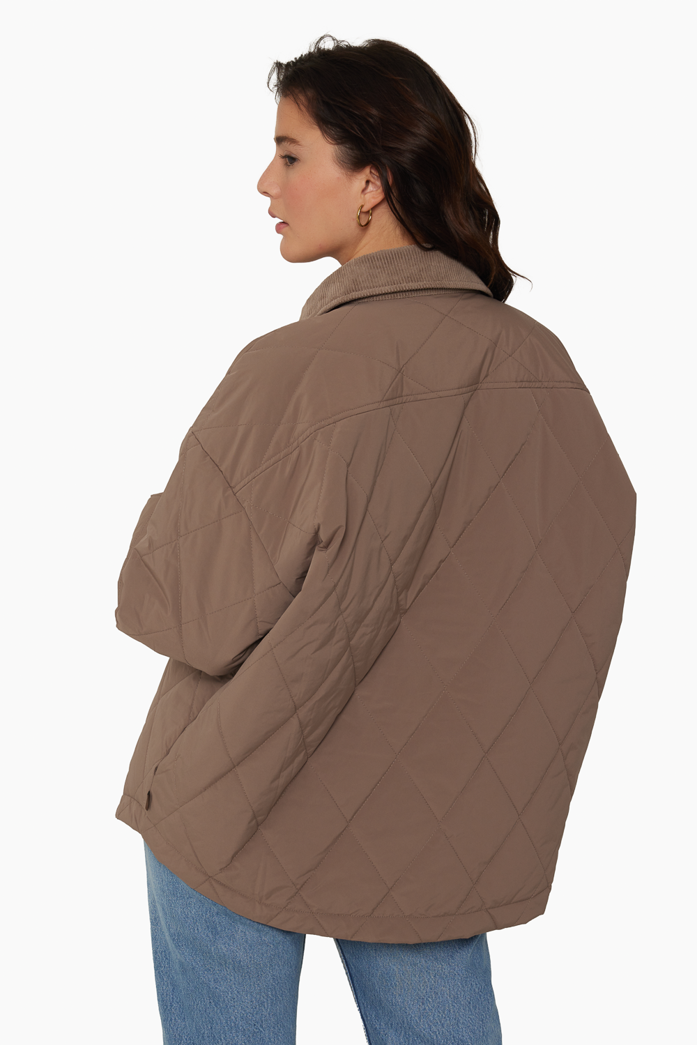 QUILTED CORDUROY JACKET - BARK