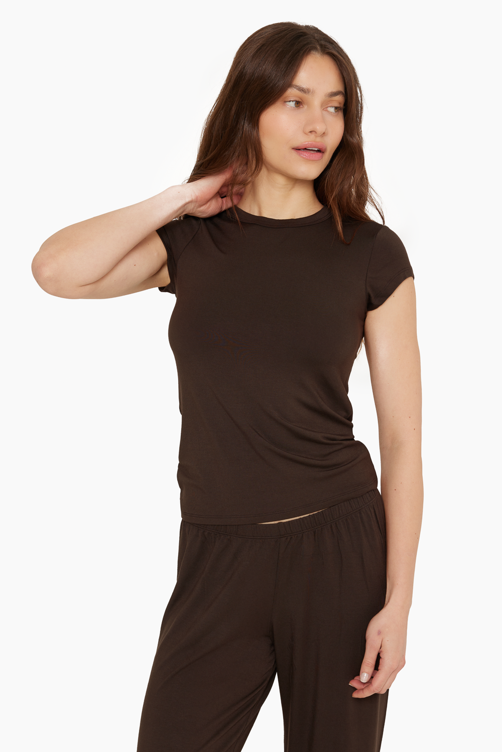 SET™ SLEEP JERSEY GIRLFRIEND TEE IN ESPRESSO 