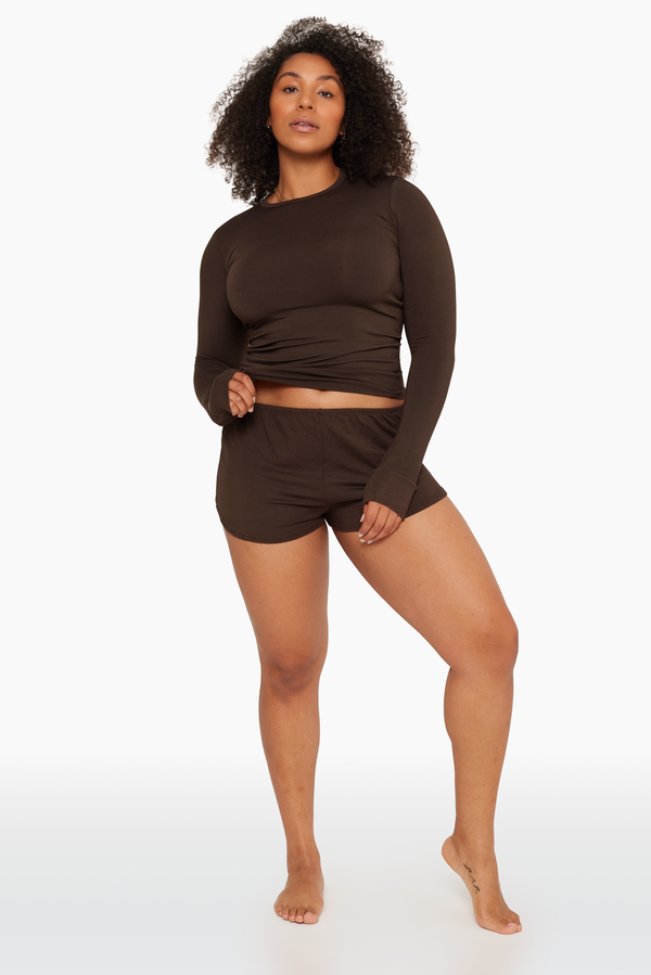 SET™ SLEEP JERSEY RELAXED SLEEP SHORTS IN ESPRESSO 