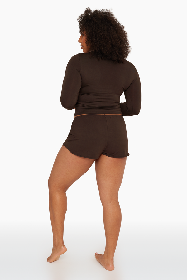 SET™ SLEEP JERSEY RELAXED SLEEP SHORTS IN ESPRESSO 