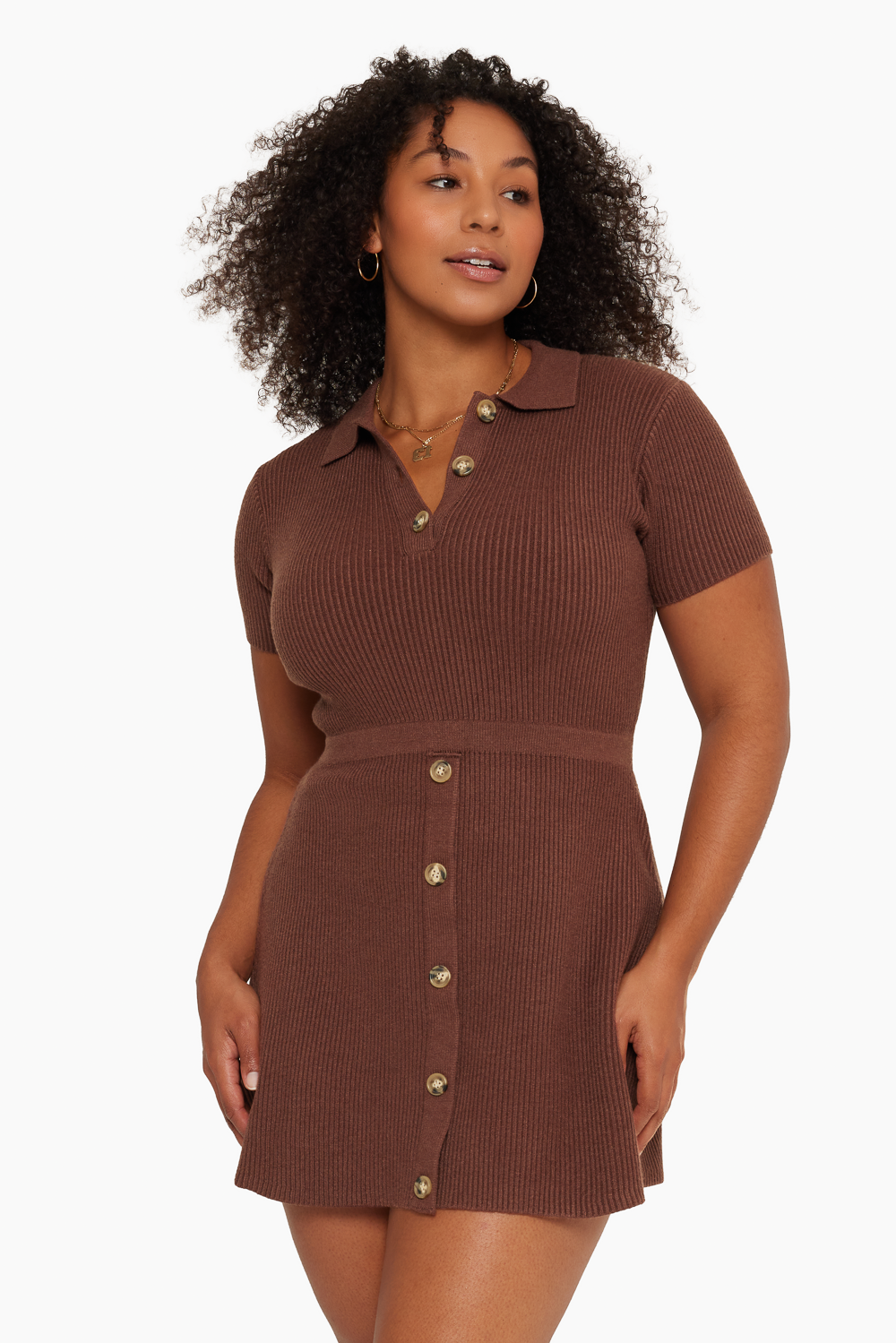 SET™ POLO KNIT DRESS IN CHOCOLATE