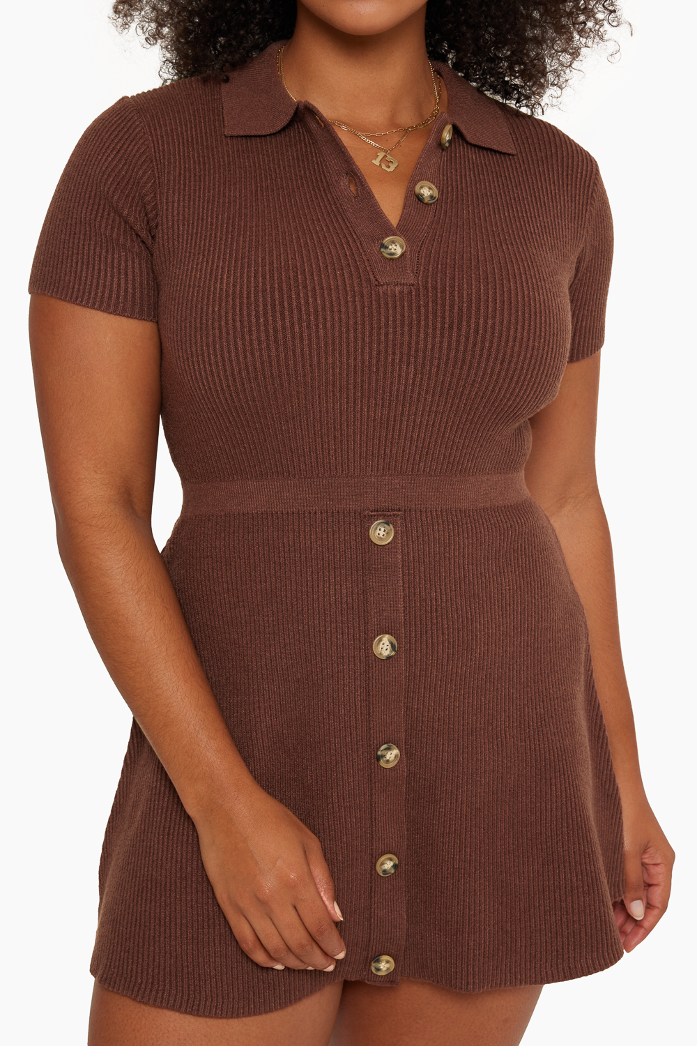 SET™ POLO KNIT DRESS IN CHOCOLATE