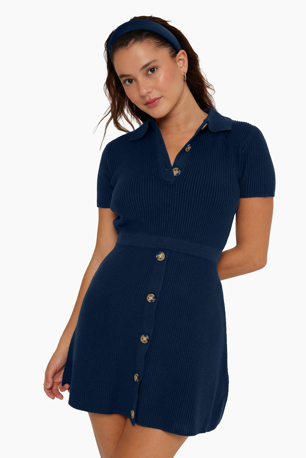 RIB KNIT POLO KNIT DRESS - EMPIRE Featured Image