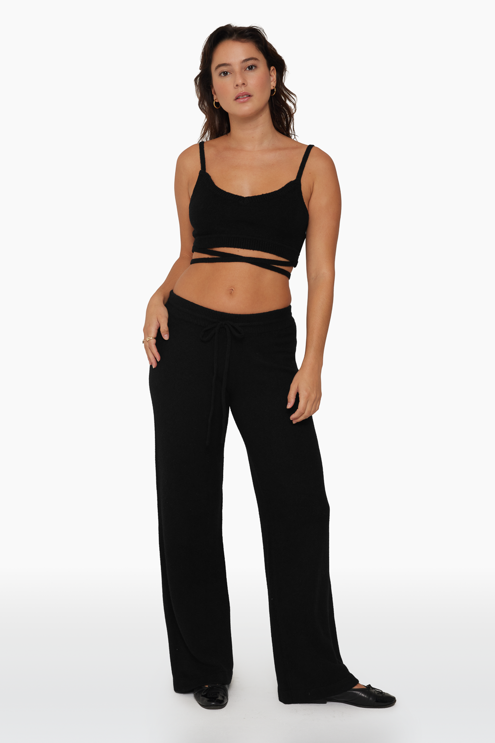 JERSEY KNIT RELAXED KNIT PANTS - ONYX
