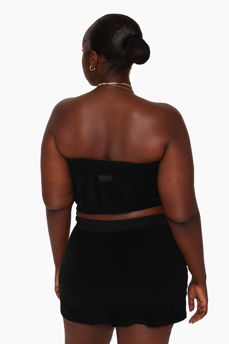 SET ACTIVE TERRY CINCHED TUBE TOP IN ONYX
