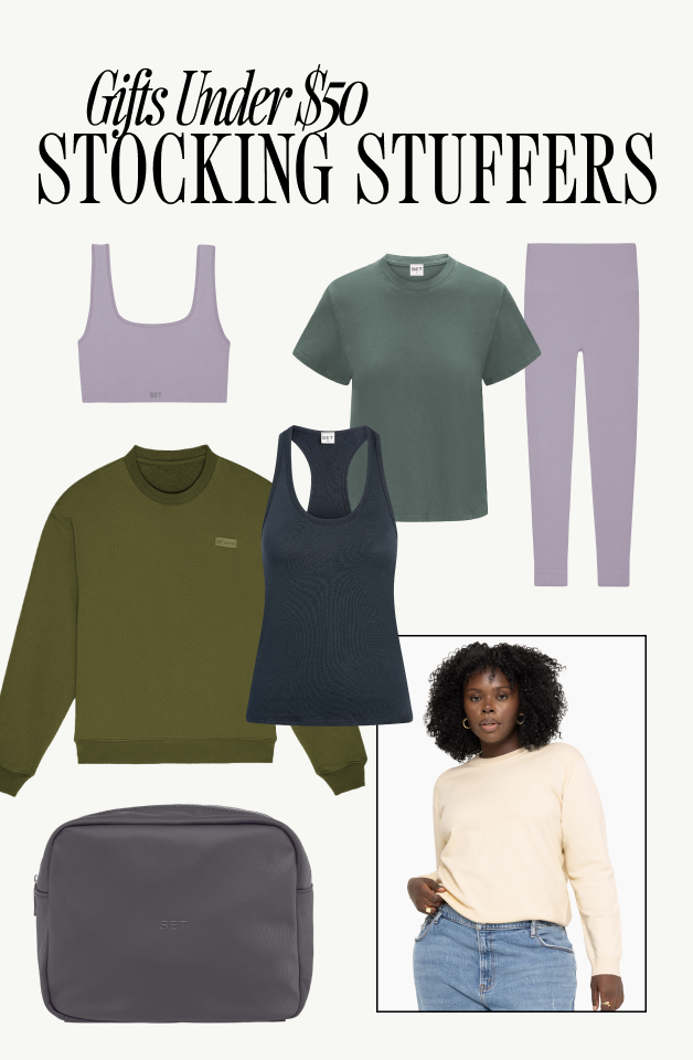 GIFTS UNDER $5O GUIDE FEATURING HEAVYWEIGHT SWEATS, BASICS, ACCESSORIES AND SCULPTFLEX®.